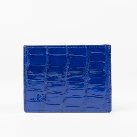 Bright Blue Genuine Crocodile Skin Credit Card Case