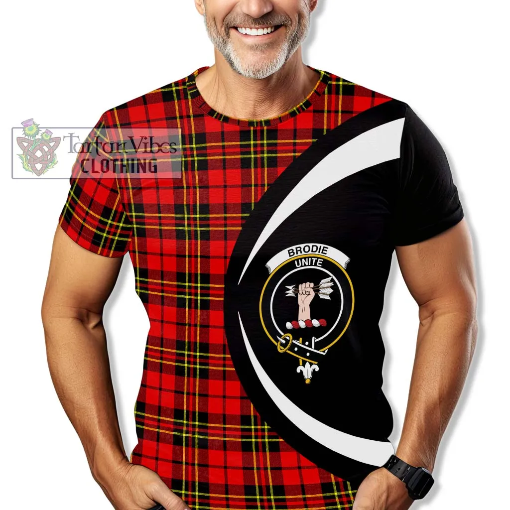 Brodie Modern Tartan T-Shirt with Family Crest Circle Style