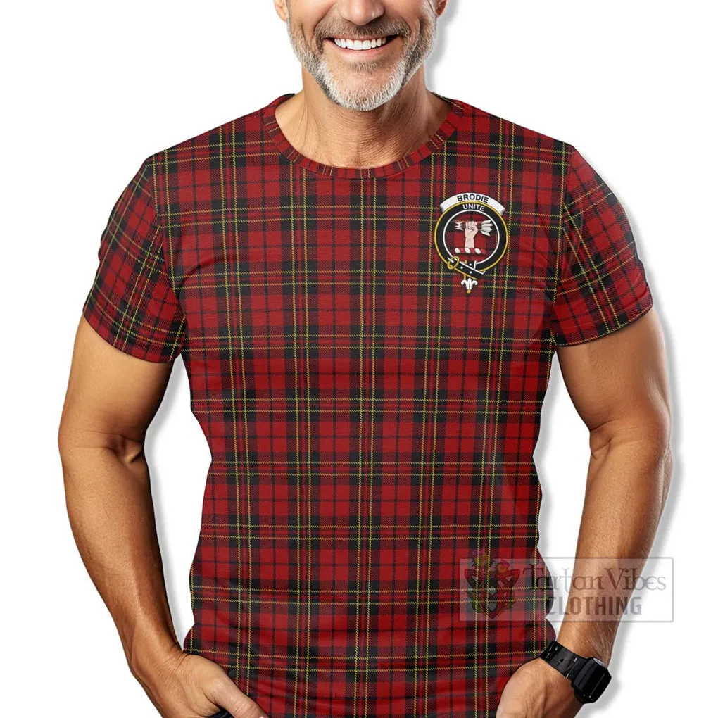 Brodie Tartan T-Shirt with Family Crest Celtic Skull Style