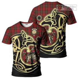 Brodie Tartan T-Shirt with Family Crest Celtic Wolf Style