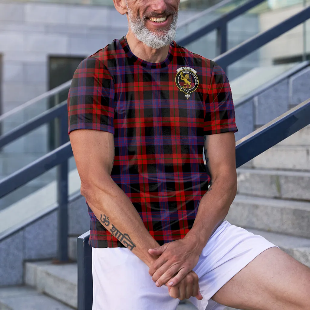 Broun Modern Tartan T-Shirt with Family Crest