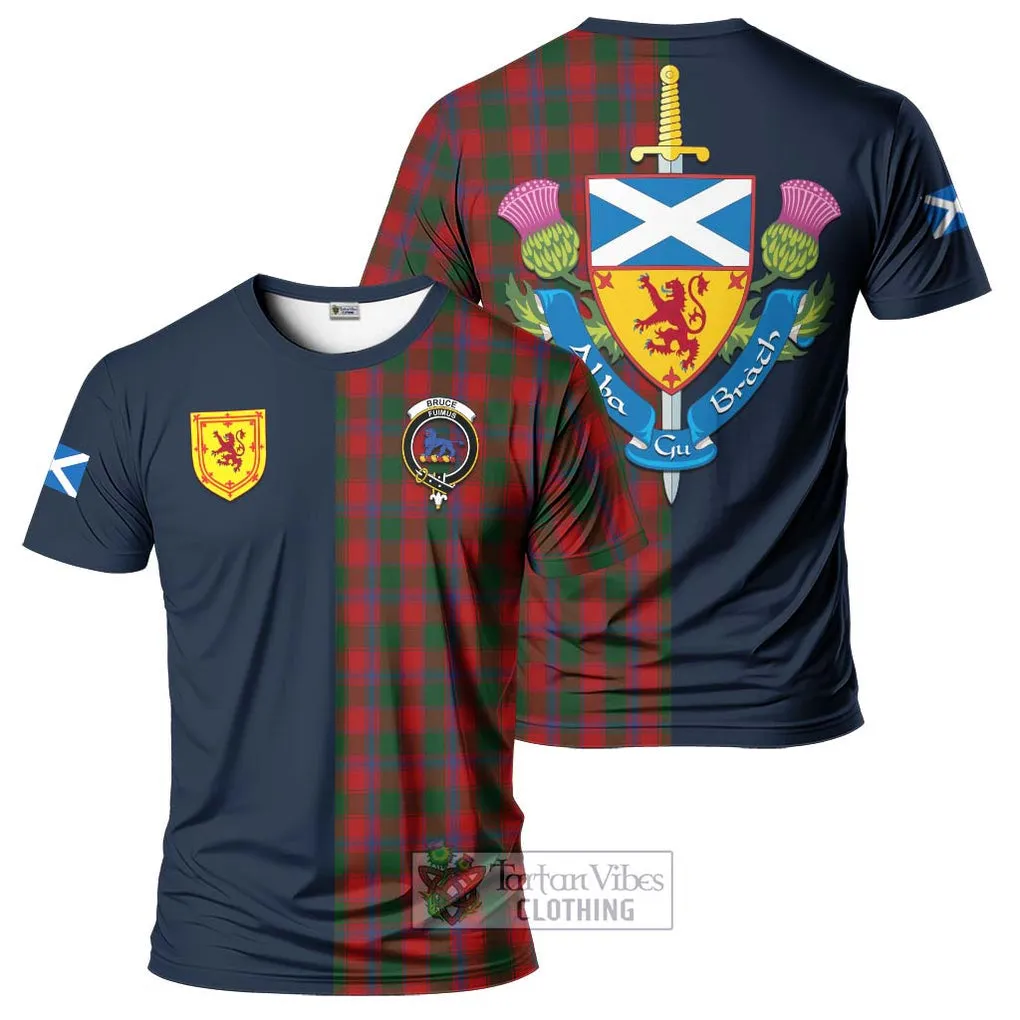 Bruce Old Tartan T-Shirt Alba with Scottish Lion Royal Arm Half Style