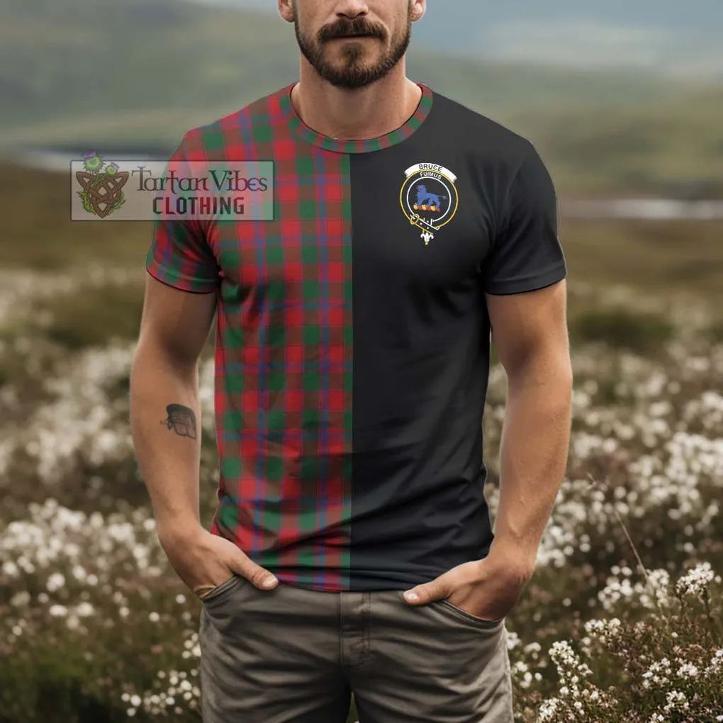 Bruce Old Tartan T-Shirt with Family Crest and Half Of Me Style