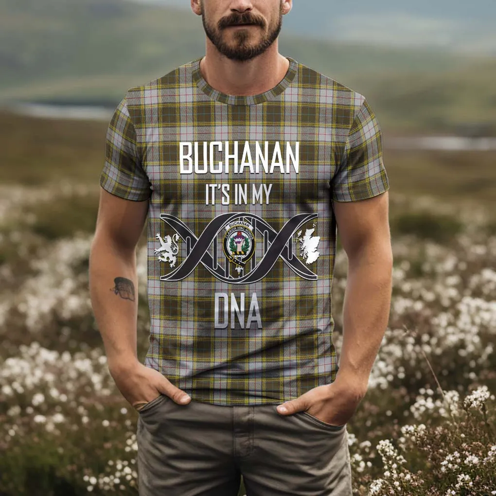 Buchanan Dress Tartan T-Shirt with Family Crest DNA In Me Style