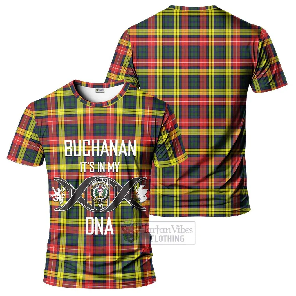 Buchanan Modern Tartan T-Shirt with Family Crest DNA In Me Style