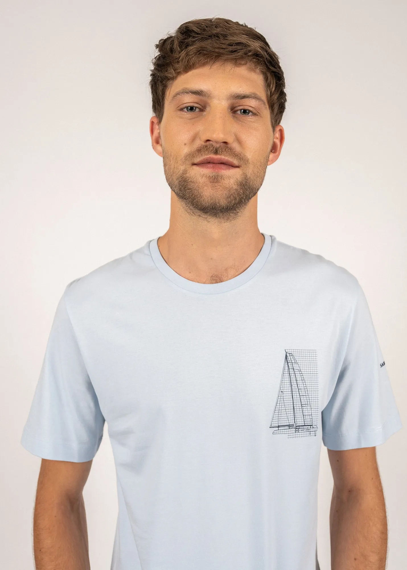 CEDRIC - Tee With Boat Motif for Men | 100% Pima Cotton (LIGHT BLUE)