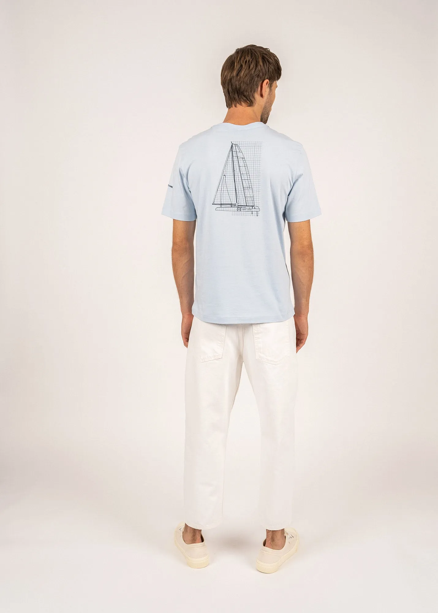 CEDRIC - Tee With Boat Motif for Men | 100% Pima Cotton (LIGHT BLUE)