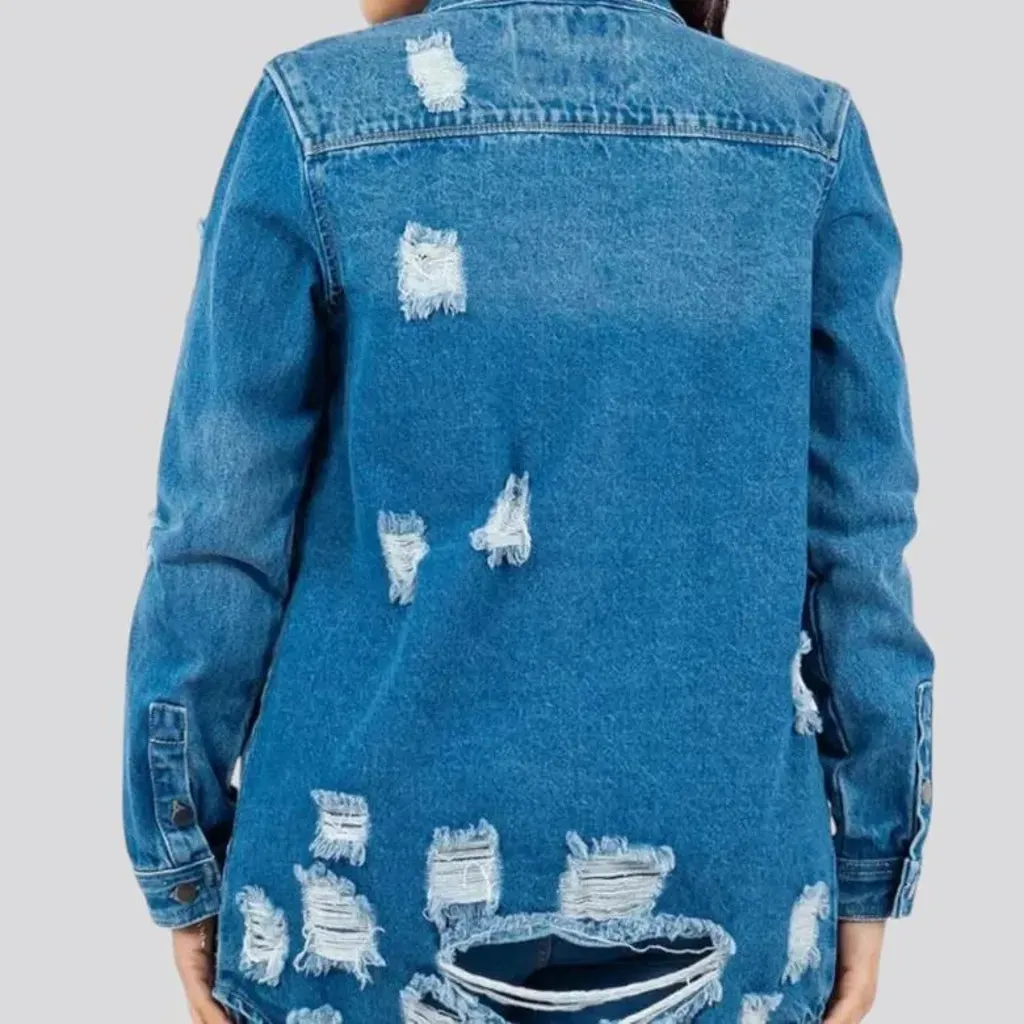 Chic distressed jeans shirt for women