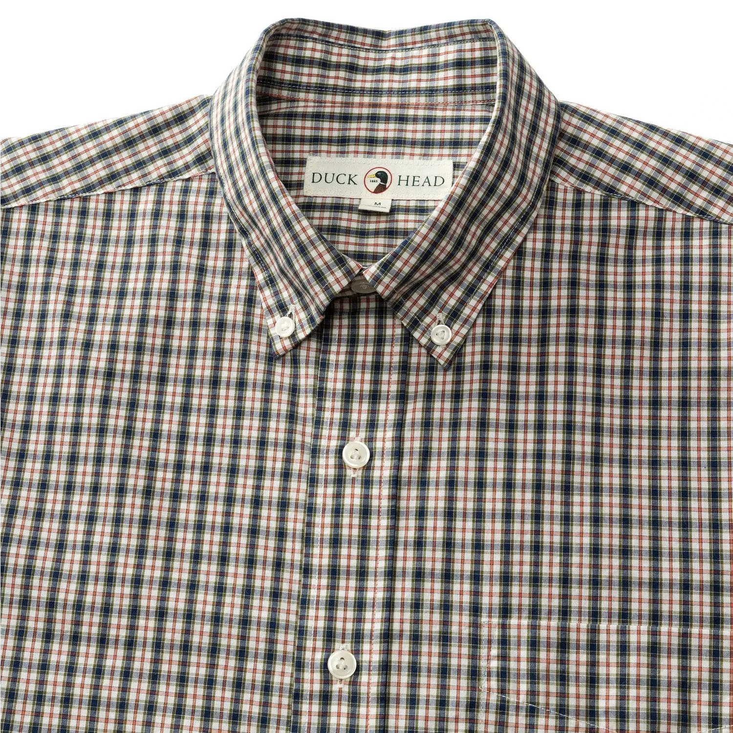 Cotton Poplin Sport Shirt Hatcher Plaid- Navy