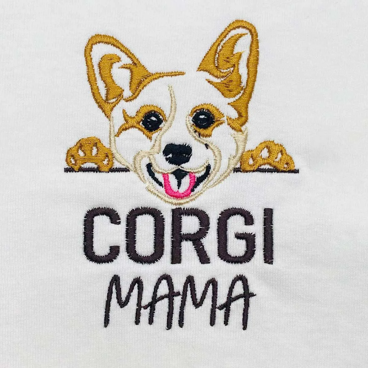 Custom Corgi Dog Mama Shirt Embroidered Collar, Personalized Shirt with Dog Name, Best Gifts For Corgi Lovers