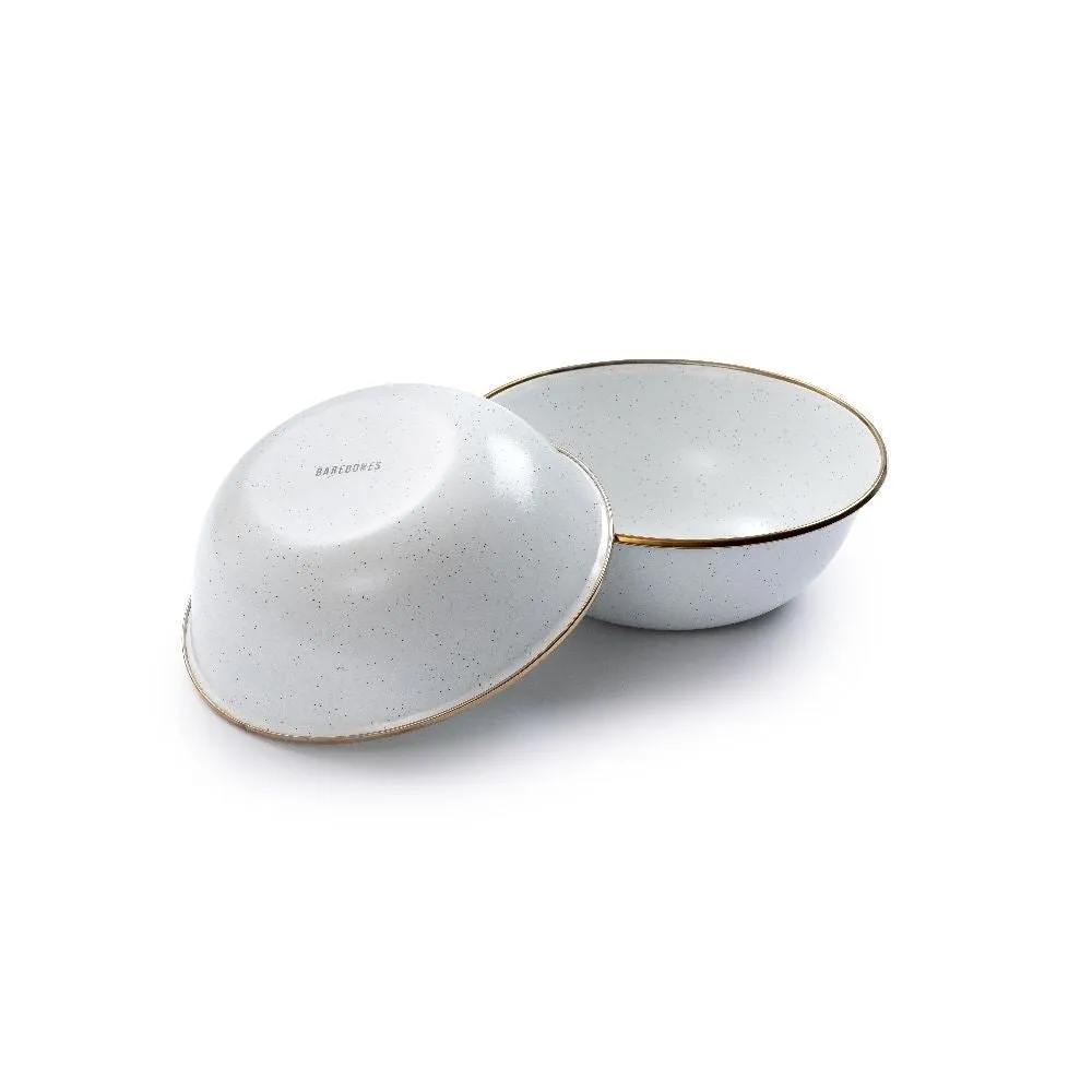 Enamel Bowl Set In Eggshell - Set Of Two Bowls