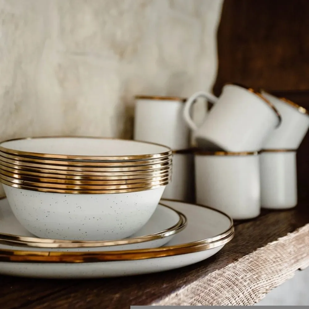 Enamel Bowl Set In Eggshell - Set Of Two Bowls