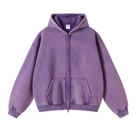 Faded Purple Double Zip Up Hoodie