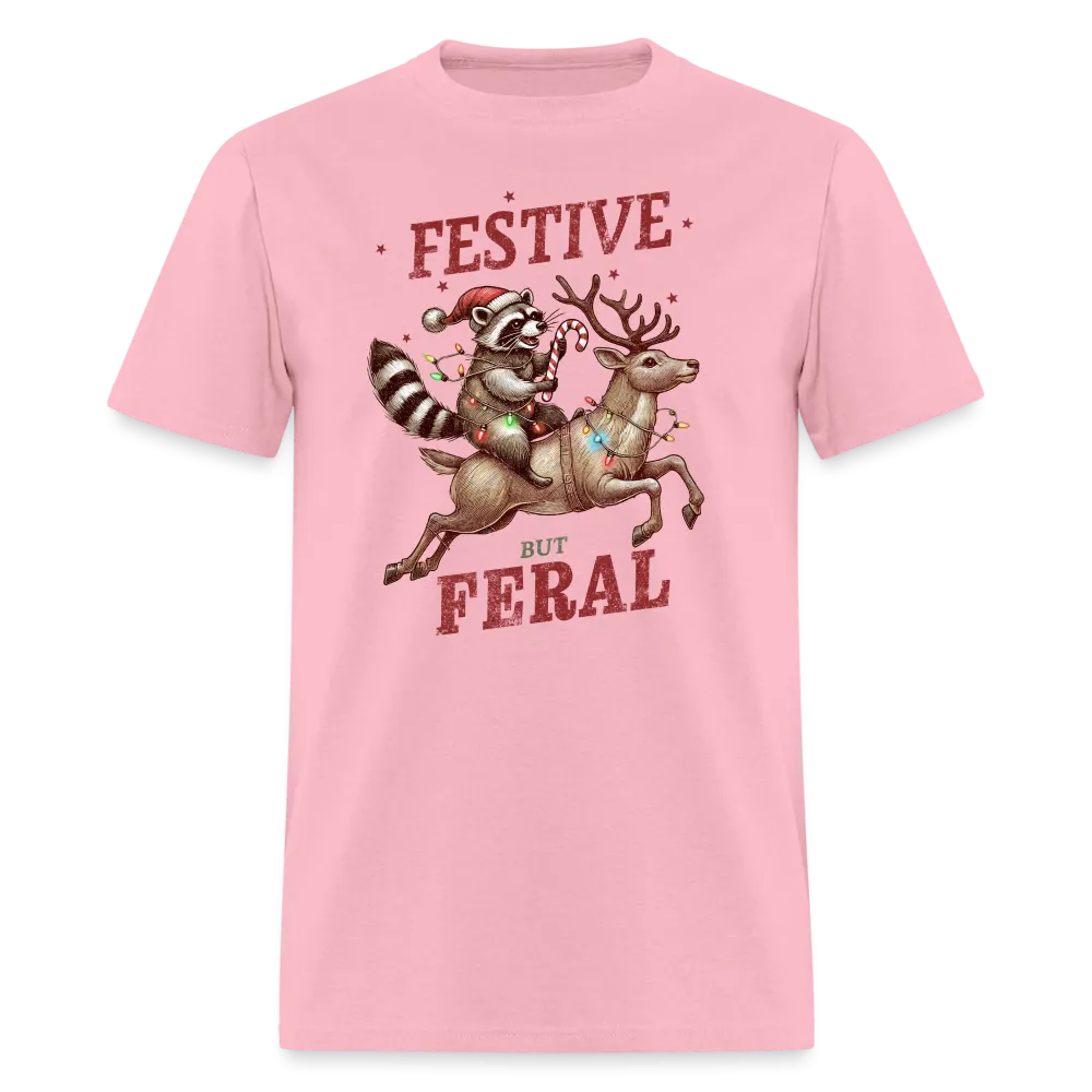 Festive But Feral Raccoon Christmas T-Shirt