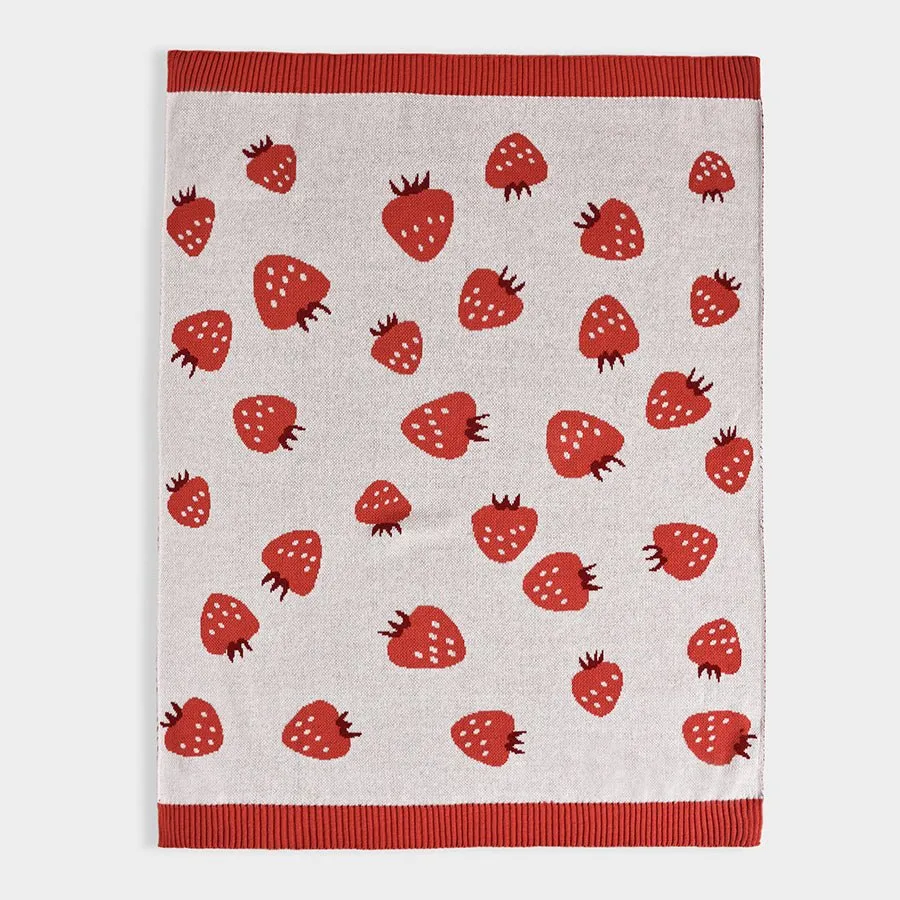 Fruits Pink Knitted Mini Me Blanket