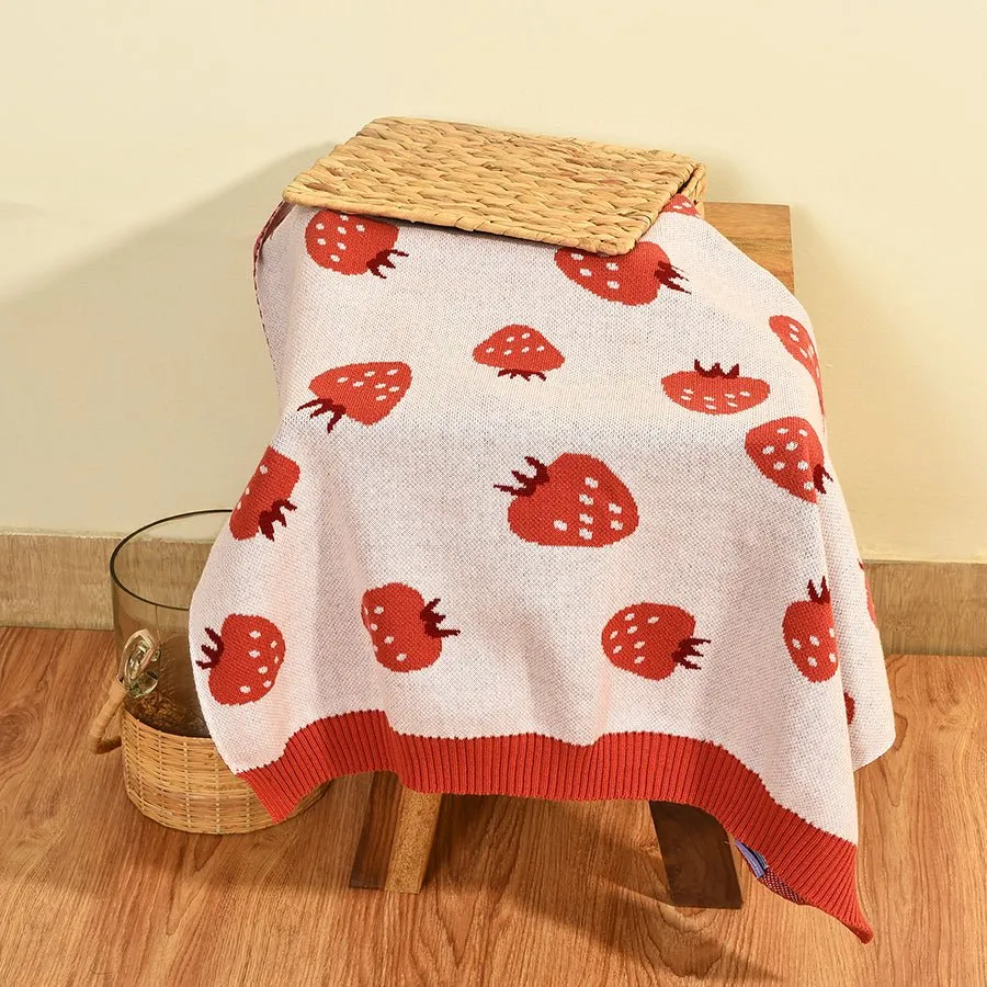 Fruits Pink Knitted Mini Me Blanket