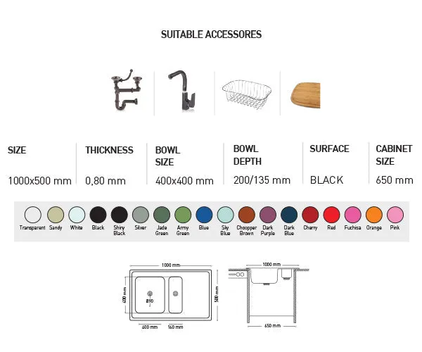 G002 GLASS SERIES SINGLE BOWL KITCHEN SINK