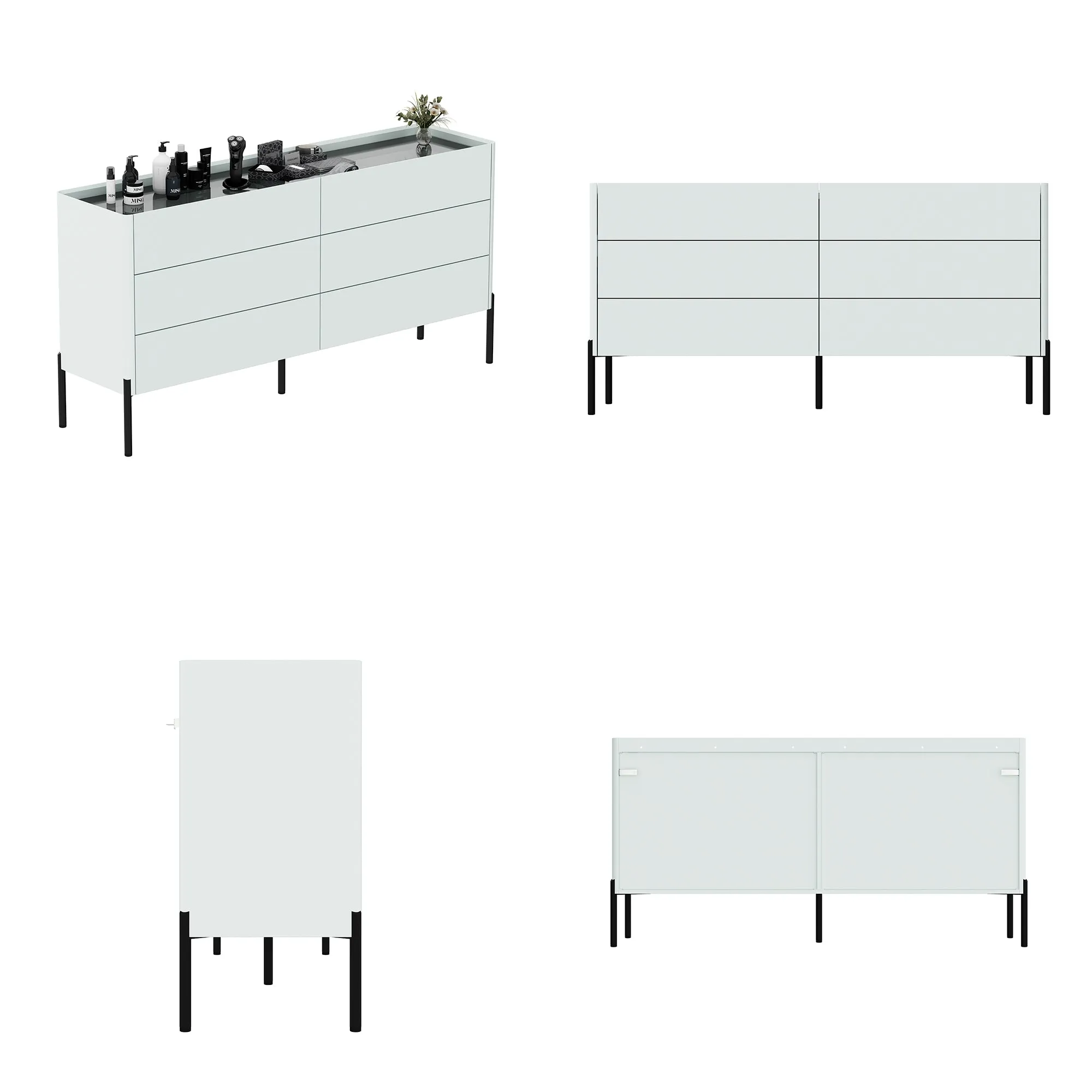 Glass Top Drawer System Dresser Sleek