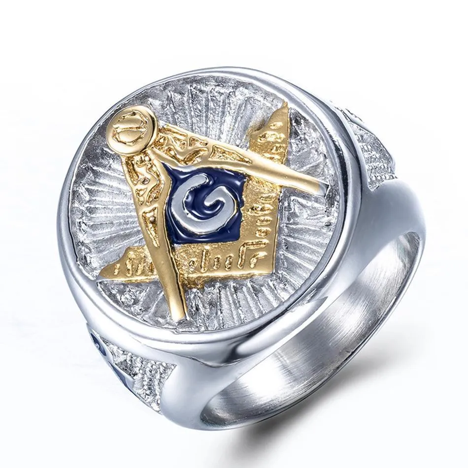 Gold Signet 316L Steel Masonic Ring