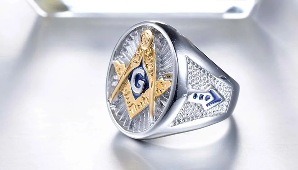 Gold Signet 316L Steel Masonic Ring