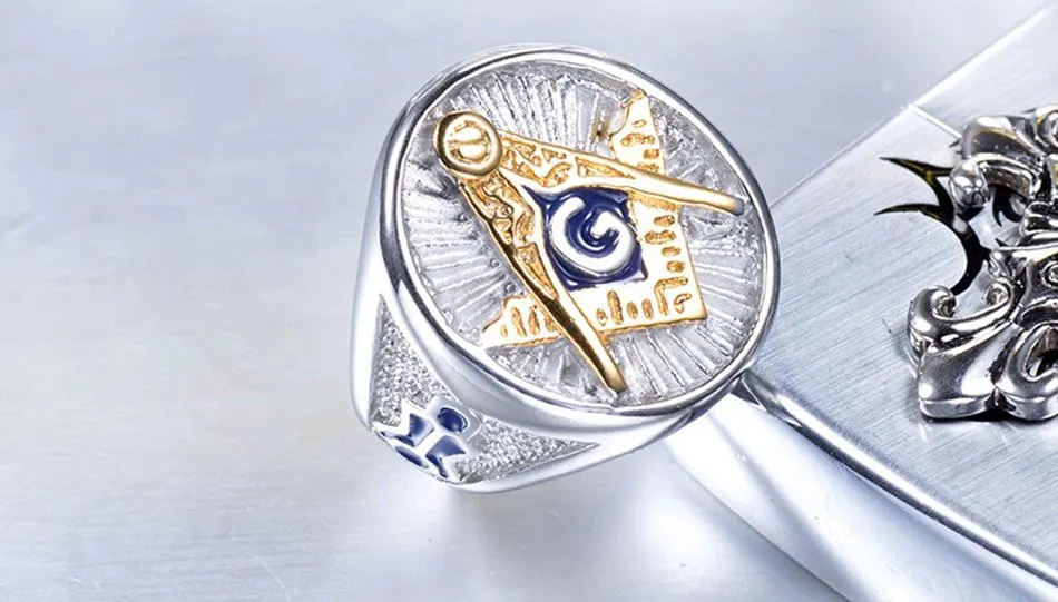 Gold Signet 316L Steel Masonic Ring