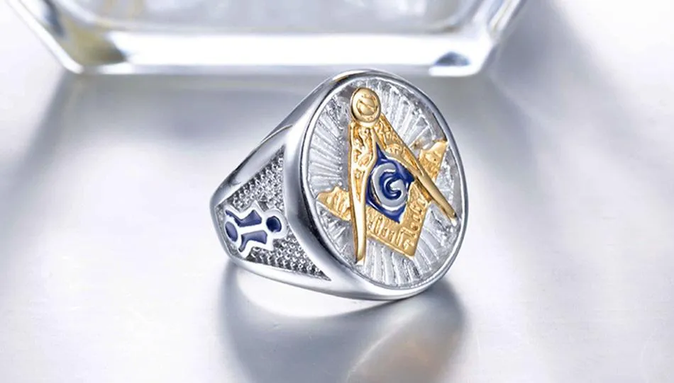 Gold Signet 316L Steel Masonic Ring