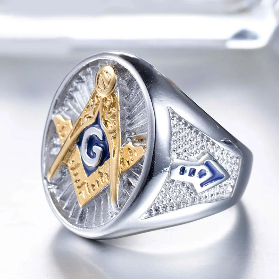 Gold Signet 316L Steel Masonic Ring