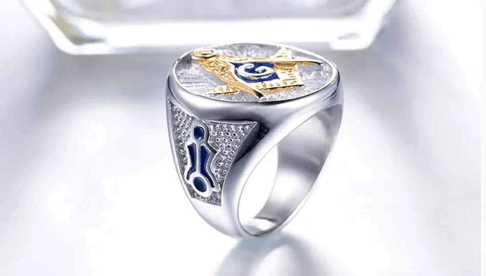 Gold Signet 316L Steel Masonic Ring