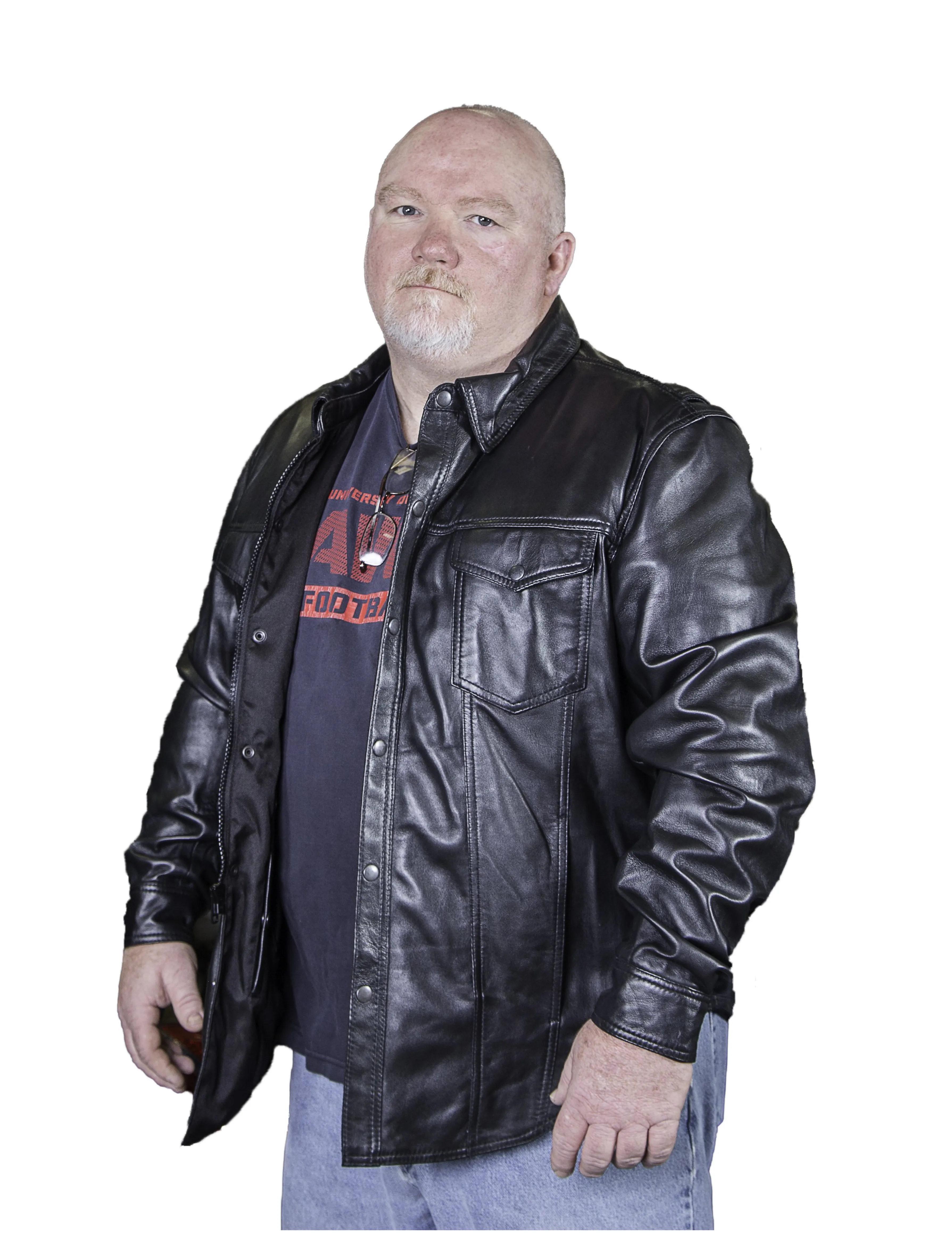 HL10403BLACK Leather motorcycle lightweight shirt - western biker club soft leather shirt