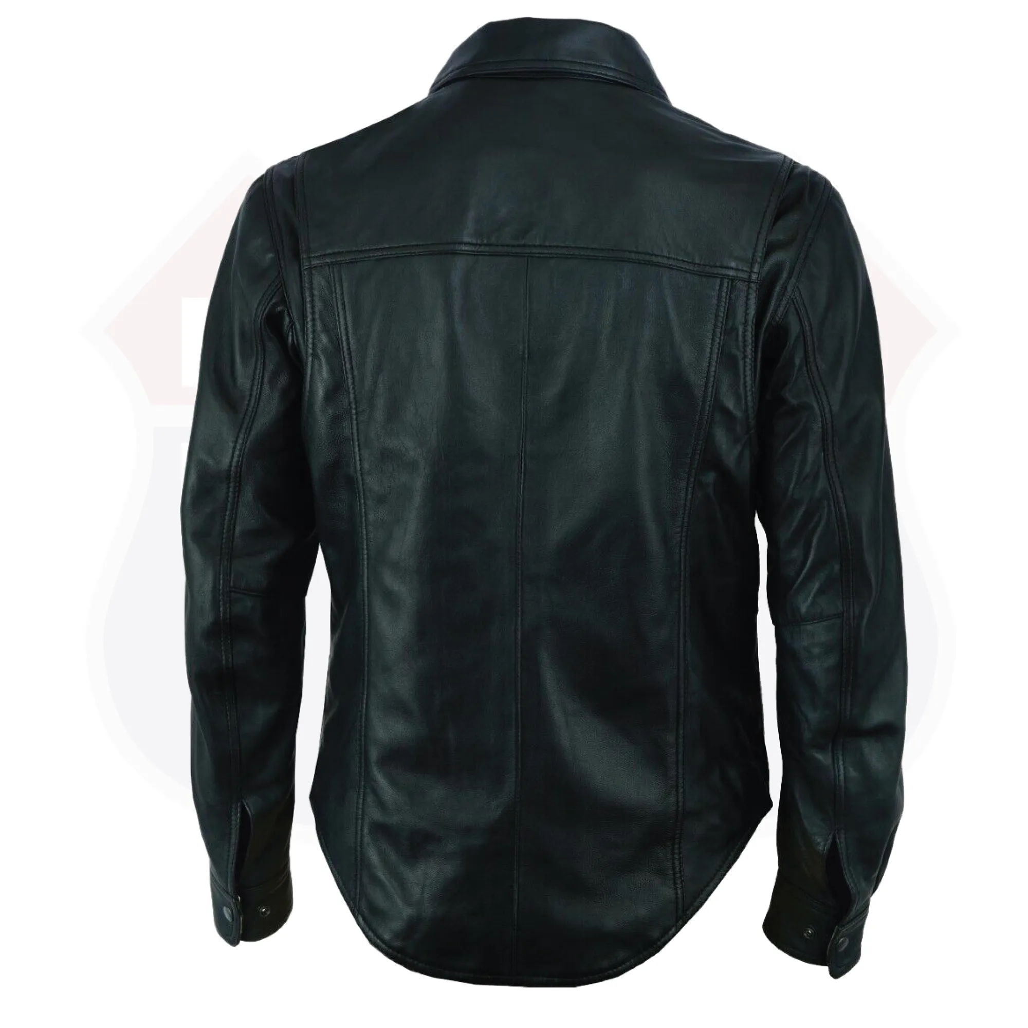 HL10403BLACK Leather motorcycle lightweight shirt - western biker club soft leather shirt