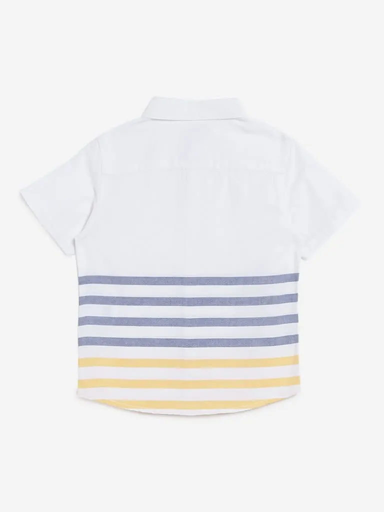 HOP Kids White Striped Cotton Shirt