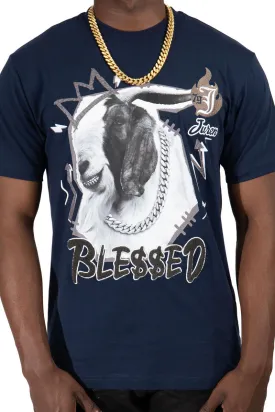 JUREN BLESSED GOAT T SHIRT NAVY