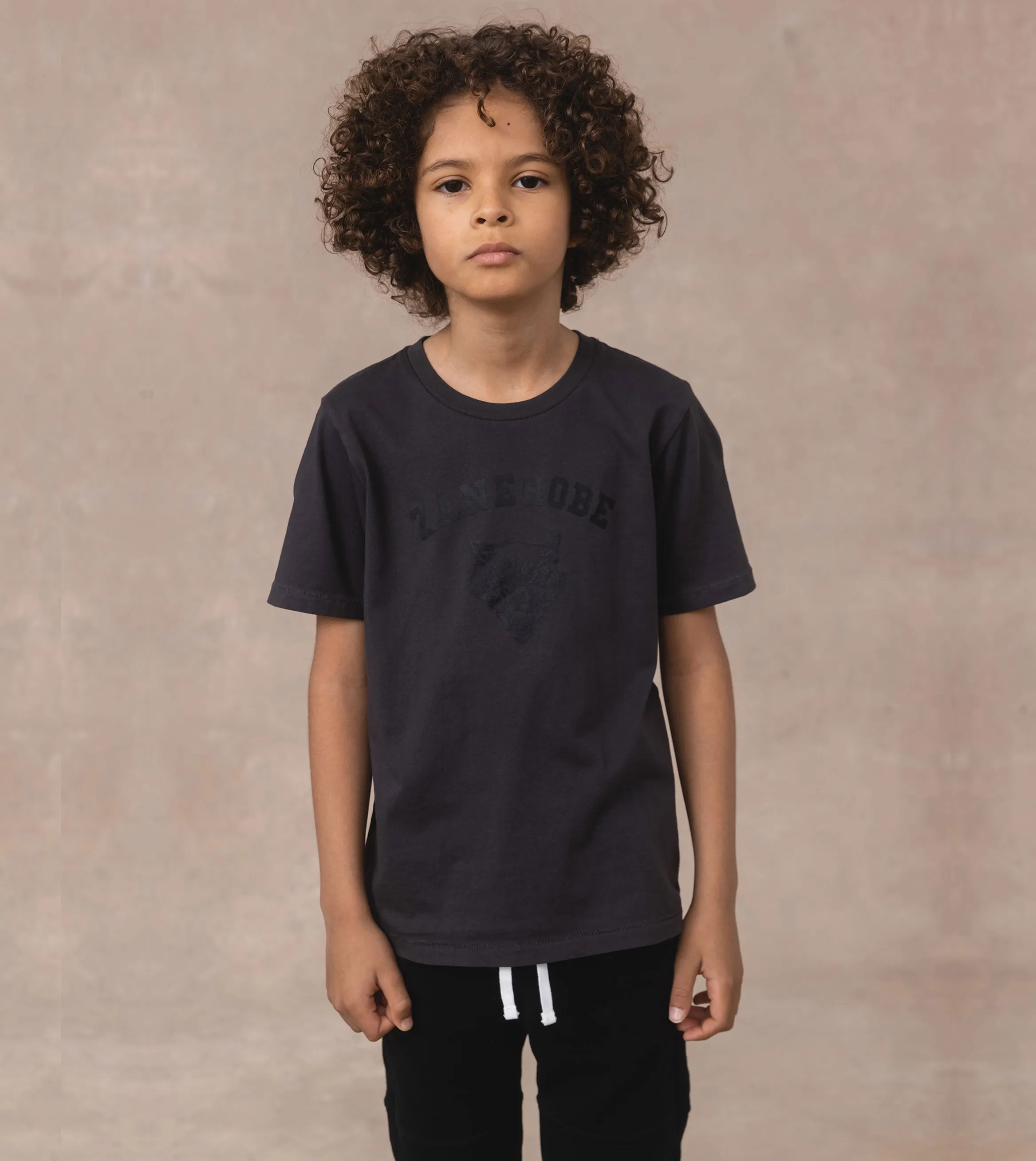 Kids Wolf Box Tee GD Dk Grey