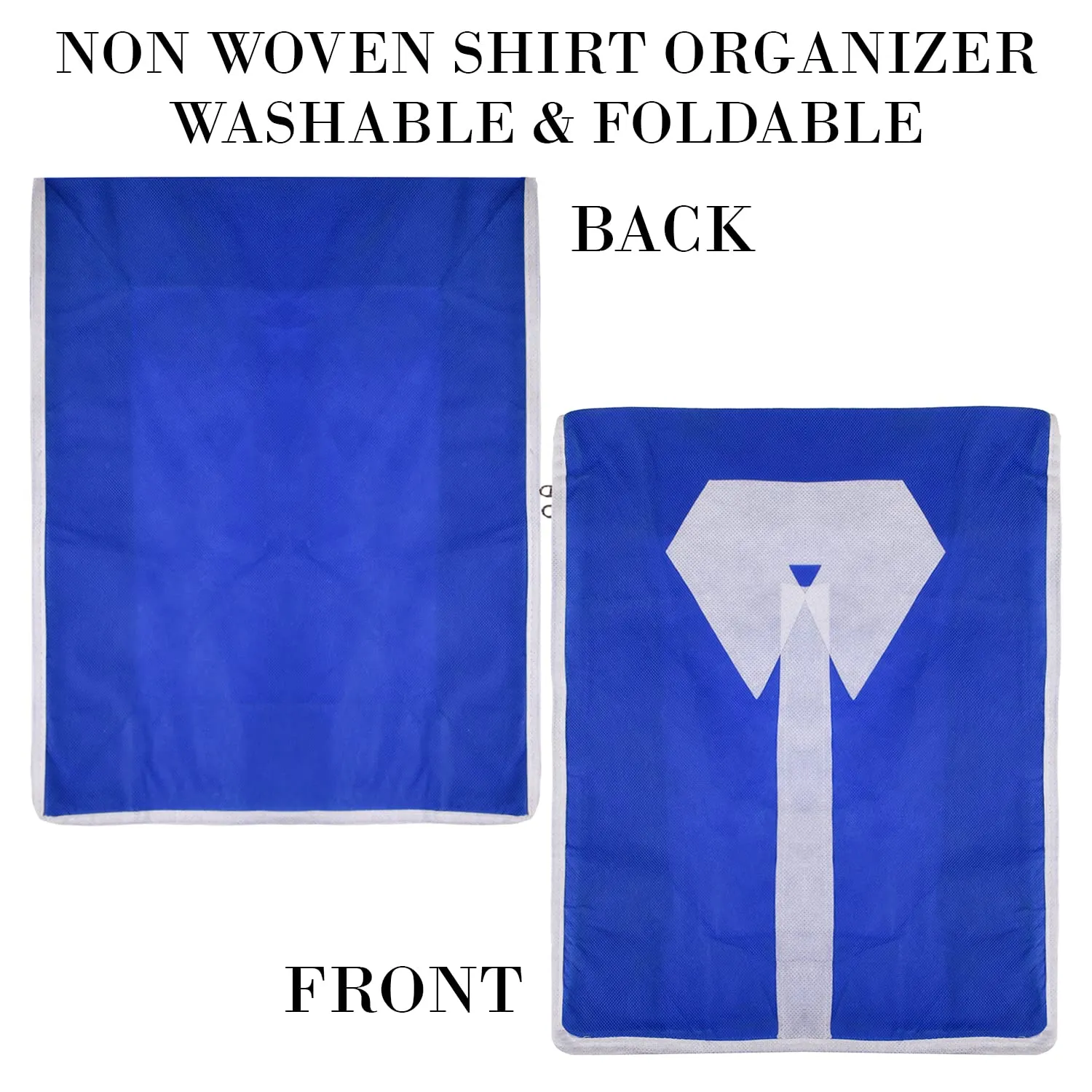 Kuber Industries Shirt Cover | Foldable & Durable Wardrobe Organizer | Non Woven Shirt Organizer for Home & Traveling with Transparent Window | Pack of 3 | Blue