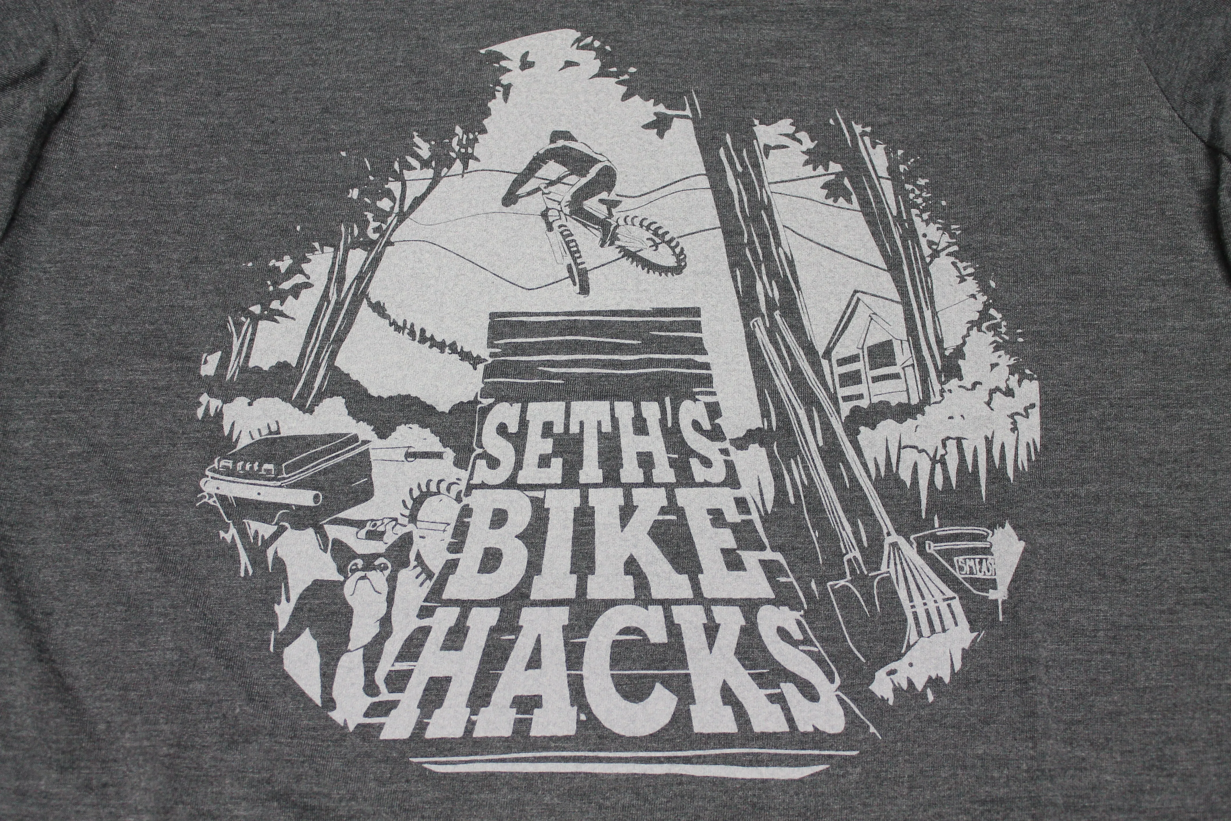 L & XL SETH'S BIKE HACKS WOMEN'S SHIRT (HEATHER DARK GREY)