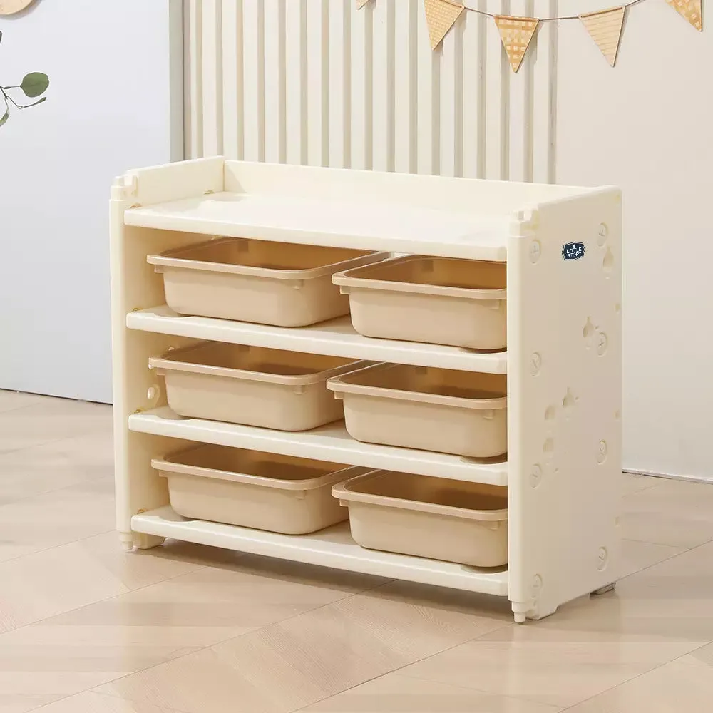 Little Story Kids Toys Storage with 6 Storage Box (Beige White)