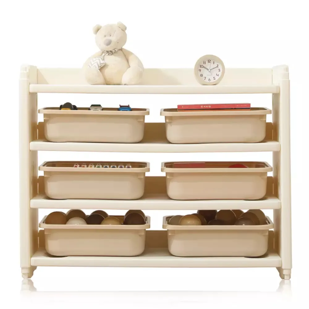 Little Story Kids Toys Storage with 6 Storage Box (Beige White)