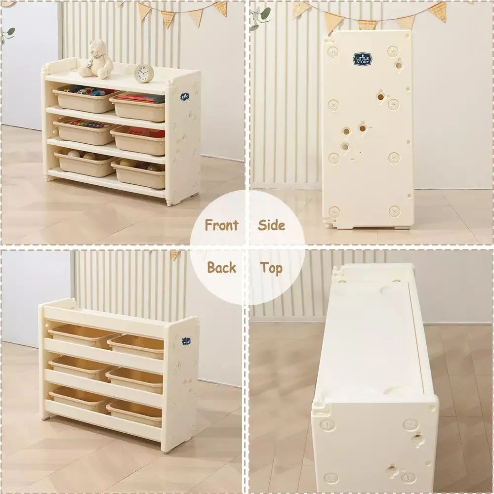 Little Story Kids Toys Storage with 6 Storage Box (Beige White)