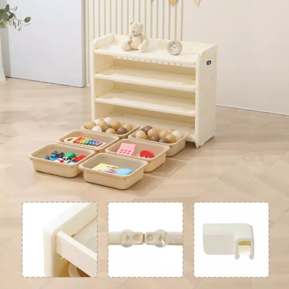 Little Story Kids Toys Storage with 6 Storage Box (Beige White)