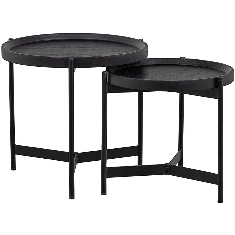 Lizzy Black Mango Wood Side Table (2/Set)