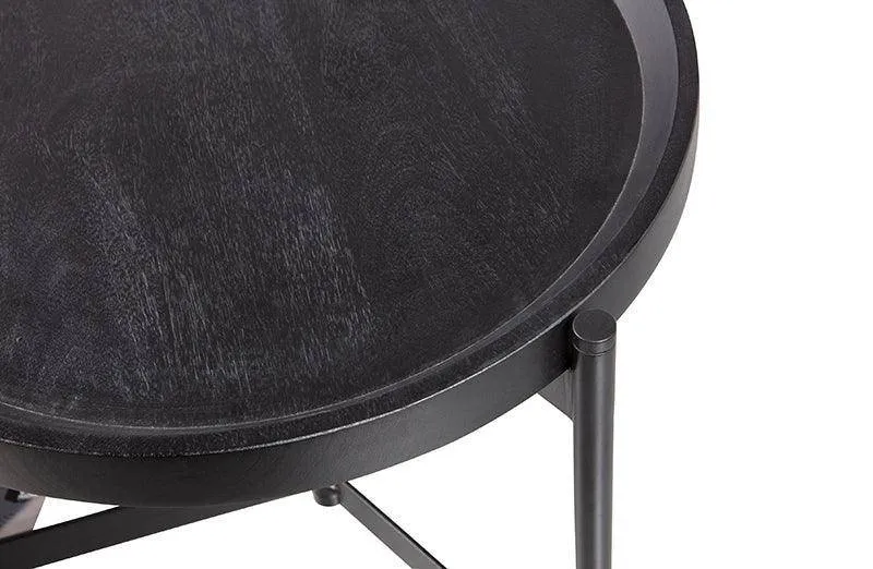 Lizzy Black Mango Wood Side Table (2/Set)