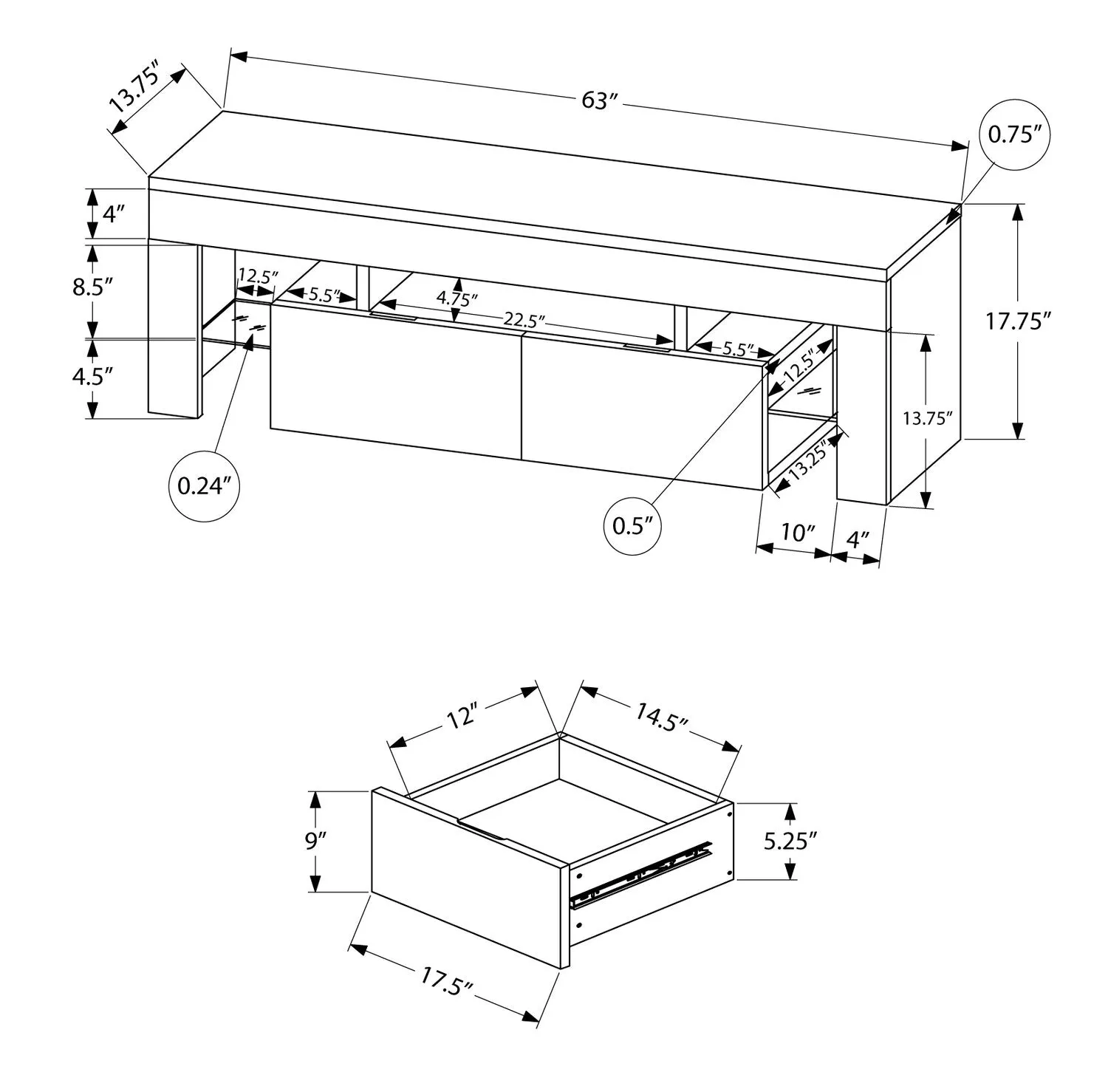 Marfa 63" TV Stand - White