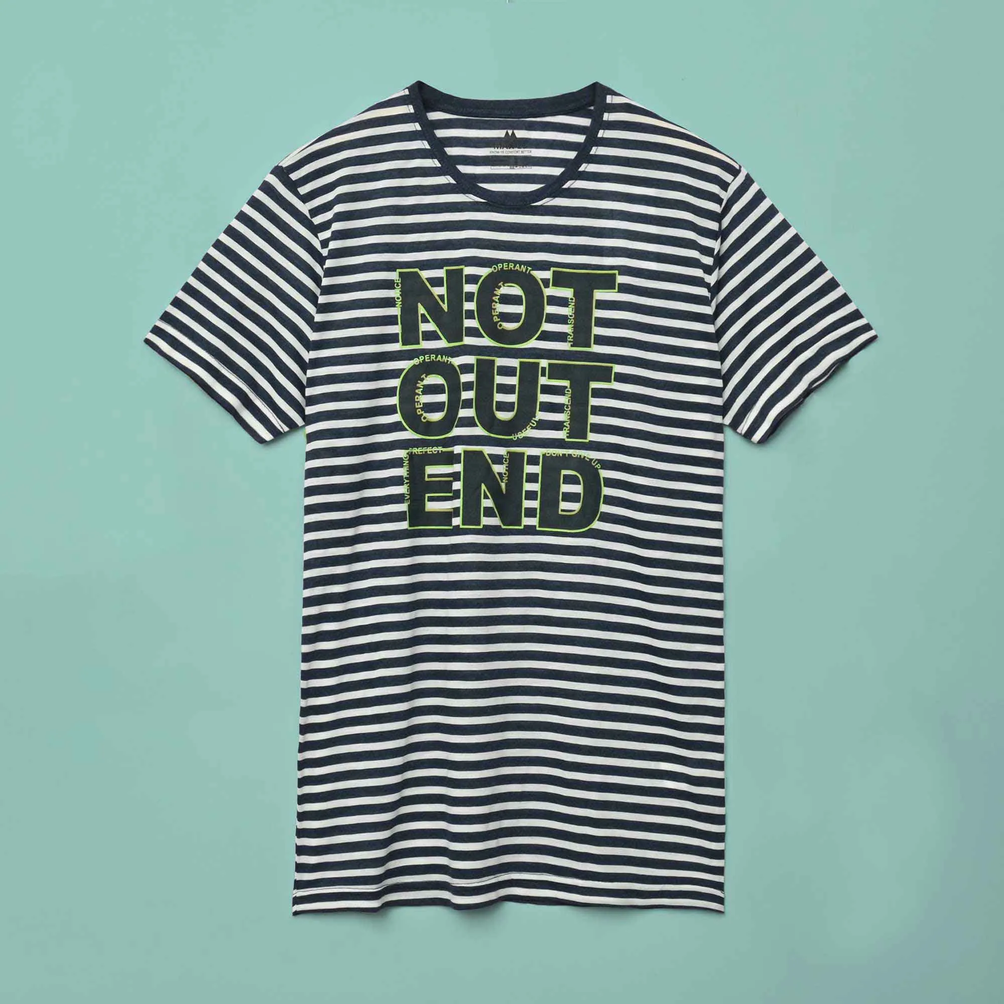 Max 21 Men's Not Out Printed Stripes Style Tee Shirt