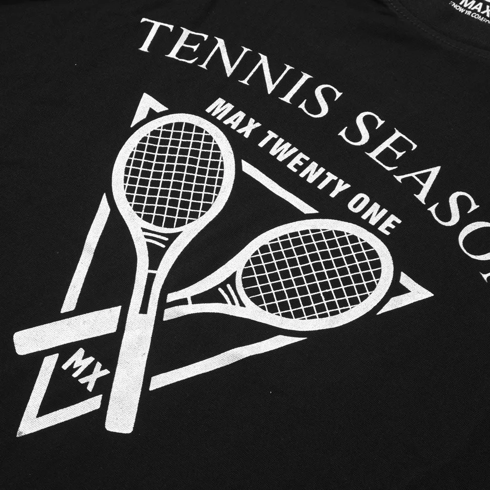 Max 21 Men's Tennis Season Printed Crew Neck Tee Shirt