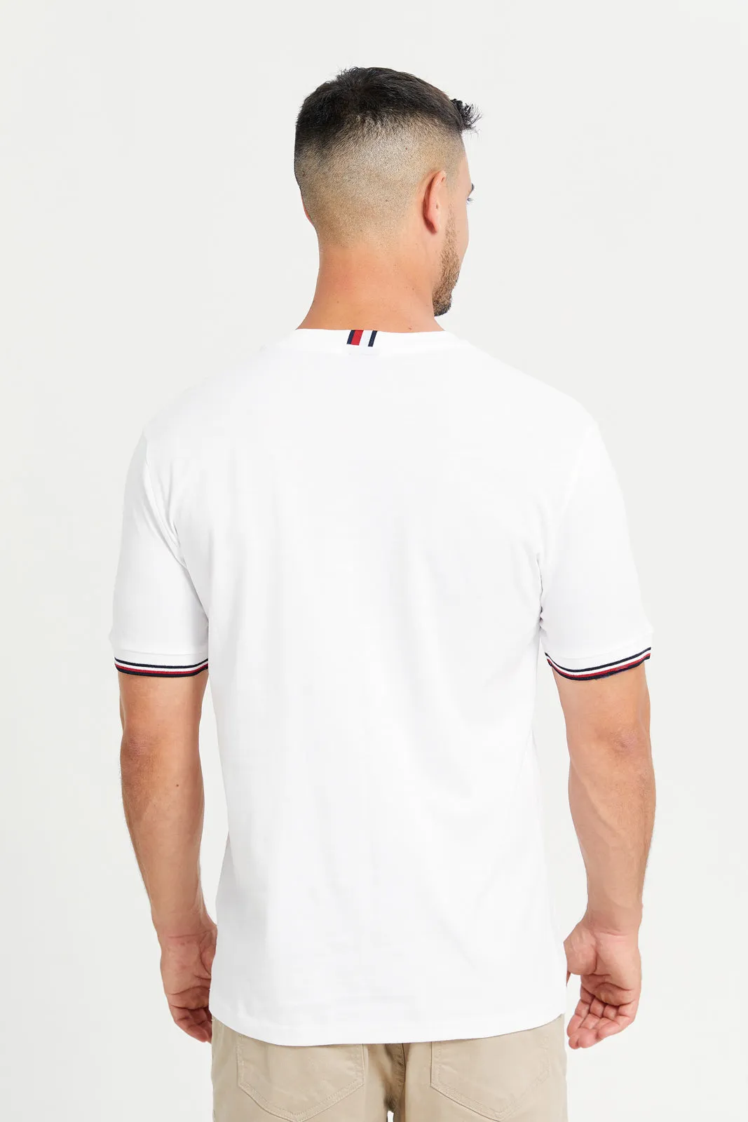 Men White Tipped T-Shirt With Logo