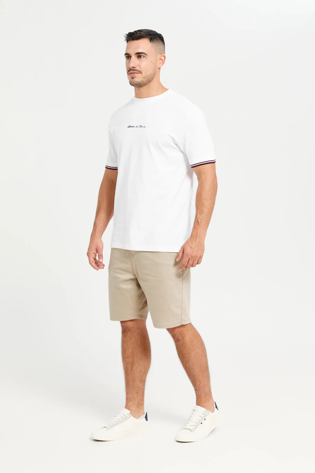 Men White Tipped T-Shirt With Logo