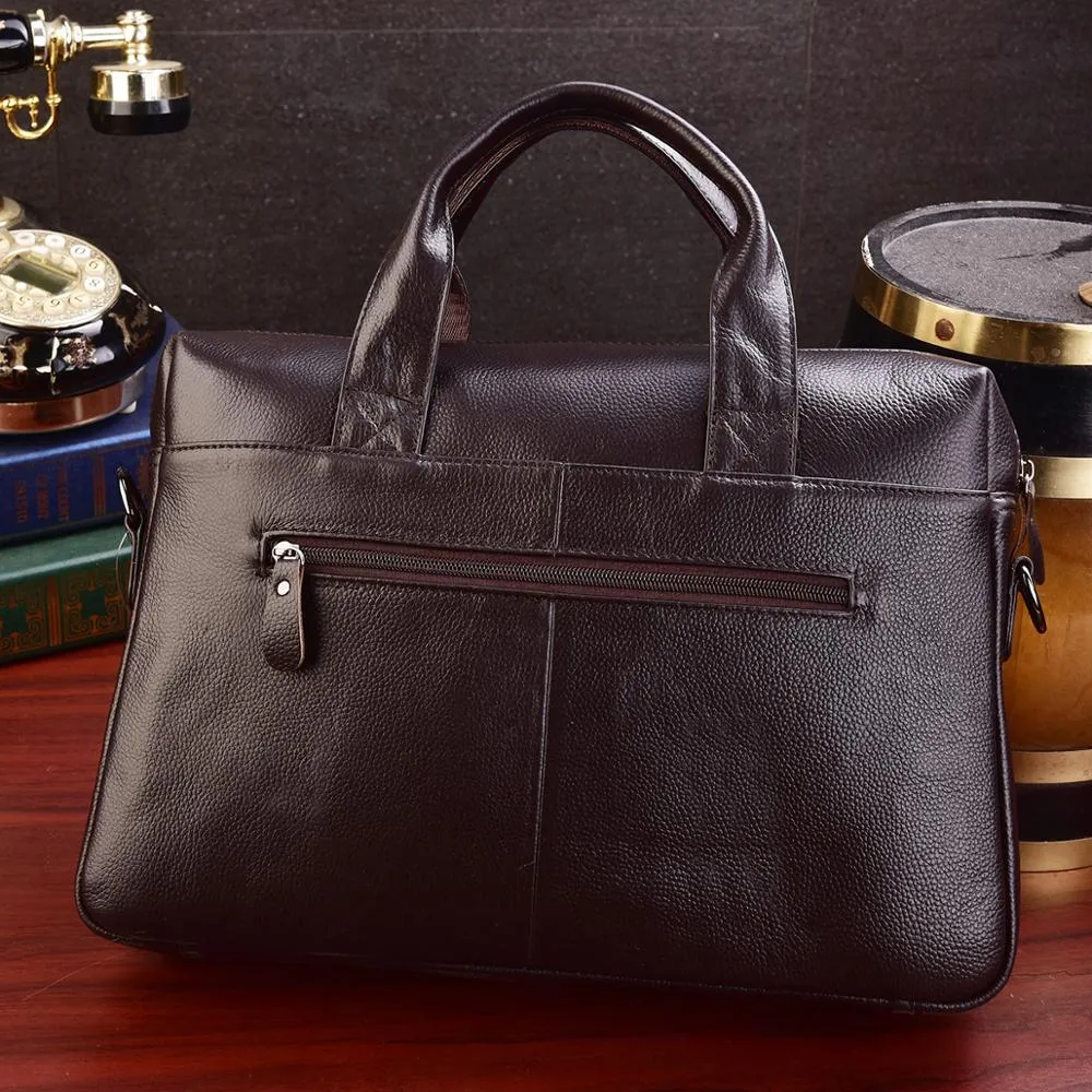 Mens Genuine Leather Business Travel Briefcases Bag