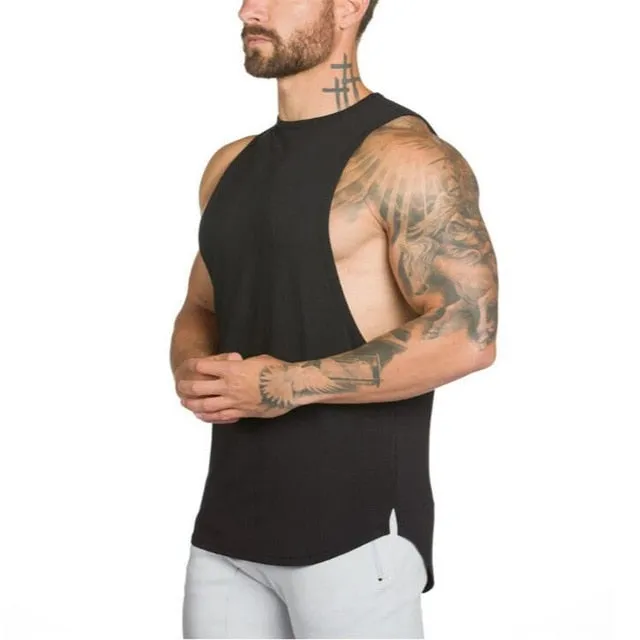 Mens Gym Stringer Bodybuilding Fitness Sleeveless Cotton Muscle Fit Vest