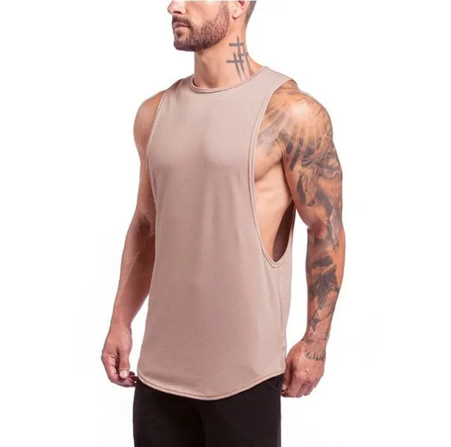 Mens Gym Stringer Bodybuilding Fitness Sleeveless Cotton Muscle Fit Vest