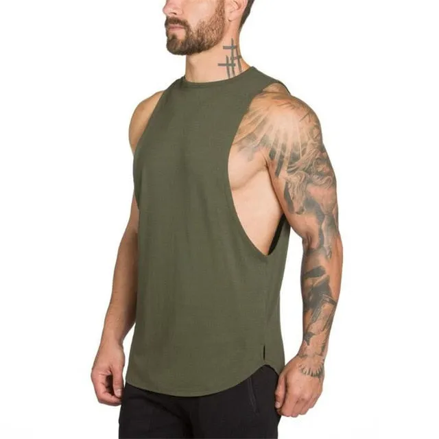 Mens Gym Stringer Bodybuilding Fitness Sleeveless Cotton Muscle Fit Vest